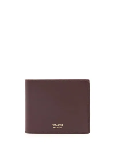 Ferragamo Men's Calf Leather Wallet In Stylish Red For Ss24 In Burgundy