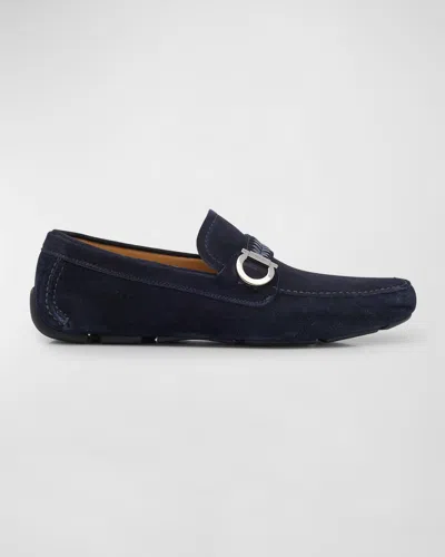Salvatore Ferragamo Men’s Calipso Gancini Dark Blue Suede Drivers Size 8.5 US Ferragamo Calipso Gancini Suede Drivers - Midnight  main image 3