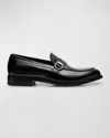 Ferragamo Men's Canada Gancini Leather Penny Loafers In Nero
