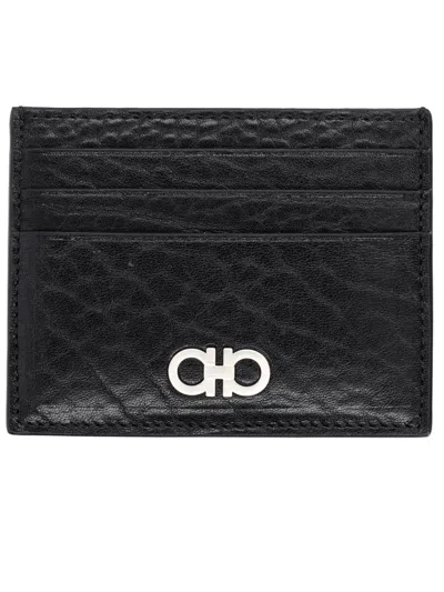 Ferragamo Men Card Holder With Logo In Black