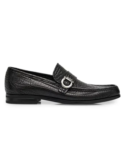 Ferragamo Leather Caspian Loafers In Black