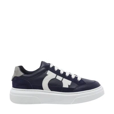 Ferragamo Men Cassina Gancini Sneakers In Blue