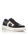 Ferragamo Black Low Cut Gancini Outline Sneakers In Nero