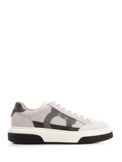 Ferragamo Men Low-top Sneakers With Gancini In Multi