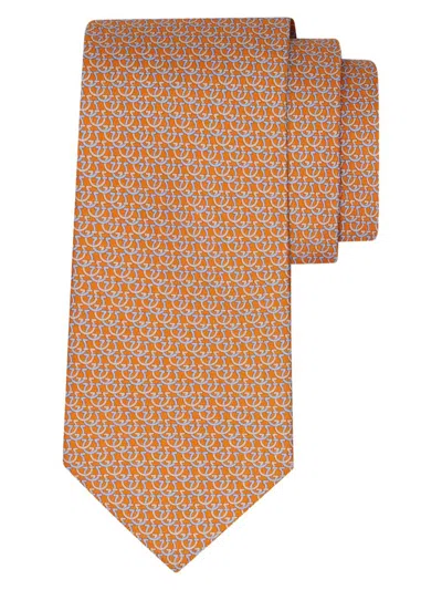 Ferragamo Men's Cerchio Silk Tie In Orange