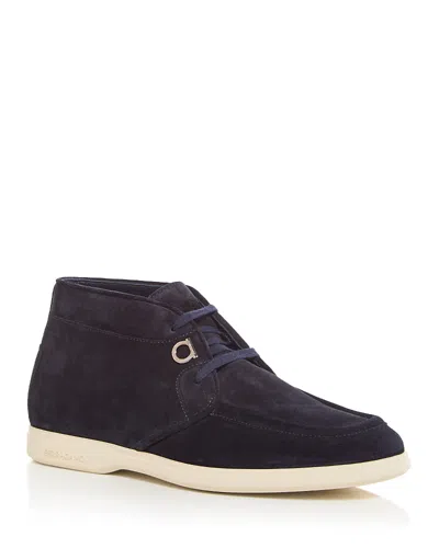 Ferragamo Men's Cervia Gancini Chukka Boots In Midnight