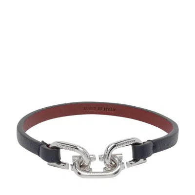 Ferragamo Men Chained Gancini Bracelet In Black