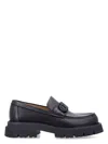 Ferragamo Chunky Sole Loafers With Metal Buckle Detail In Black
