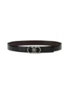 Ferragamo Leather Belt Adjustable Length Metal Buckle In Black