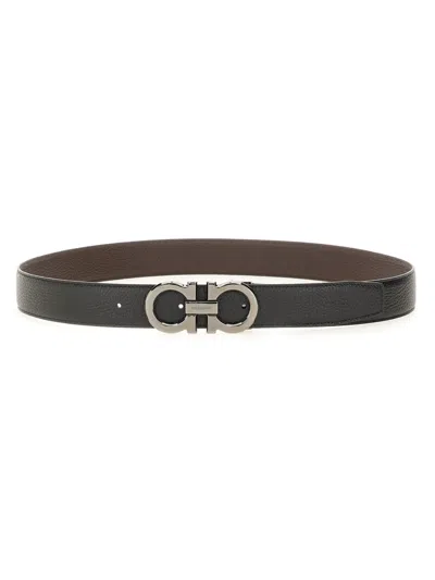 Ferragamo Men Cintura Reversibile In Black