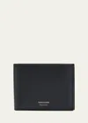 Ferragamo Florence Black Bi-fold Wallet With Logo Lettering On The Front In Leather Man In Nero