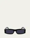 Ferragamo Men's Classic Logo Acetate Rectangle Sunglasses, 57mm In Black