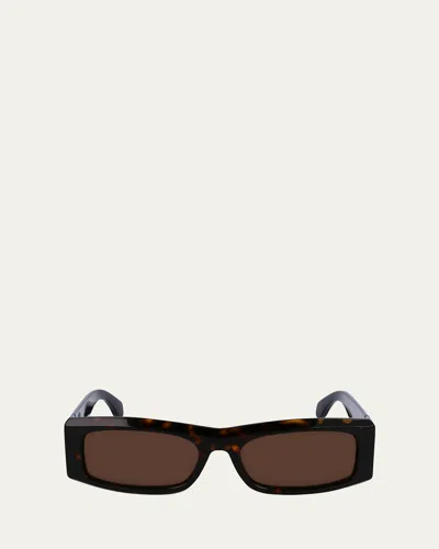 FERRAGAMO MEN'S CLASSIC LOGO ACETATE RECTANGLE SUNGLASSES, 57MM