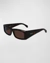 Ferragamo Dark Tortoise Acetate Sunglasses In Dark Tortoise