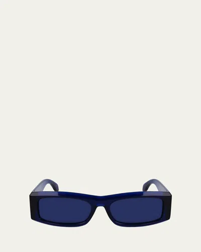 FERRAGAMO MEN'S CLASSIC LOGO ACETATE RECTANGLE SUNGLASSES, 57MM