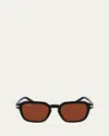 Ferragamo Men's Classic Logo Acetate Rectangle Sunglasses In Black