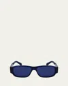 Ferragamo 57mm Rectangular Sunglasses In Transparent Blue