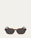Ferragamo Men's Classic Logo Acetate Rectangle Sunglasses In Transparent Brown