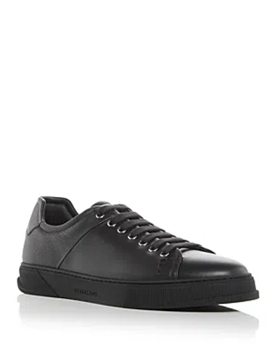 Ferragamo Men's Clayton Mixed Leather Low-top Sneakers In Nero | ModeSens