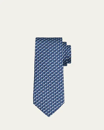 Ferragamo Men's Cocktail-print Silk Tie In Fnavy