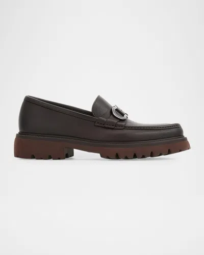 Ferragamo Men's Cocoon Gancini Lug-sole Moccasin Loafers