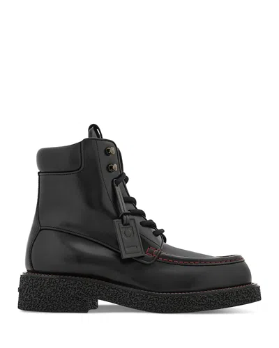 Ferragamo Men's Colorado Horse Leather Boots In Nero