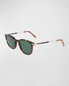 Ferragamo Men's Contrast Temple Sunglasses In Tortoise