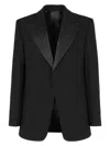 Ferragamo Lapel Blazer With Satin Collar And Pockets In Black