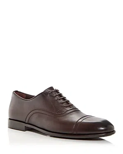 Ferragamo Oxford With Perforated Detailing In Brown