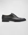 Ferragamo Men's Cortez Leather Oxford Shoes In Grey