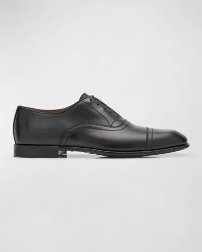 FERRAGAMO MEN'S CORTEZ LEATHER OXFORD SHOES
