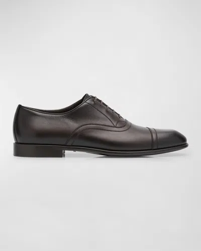 FERRAGAMO MEN'S CORTEZ LEATHER OXFORD SHOES