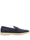 Ferragamo Men's Cosimo Leather Casual Loafers With Gancini Buckle In Blue