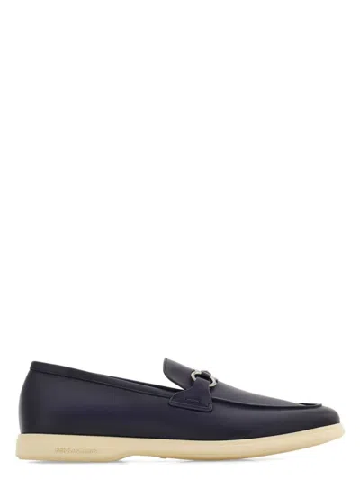 FERRAGAMO MEN'S COSIMO LEATHER CASUAL LOAFERS WITH GANCINI BUCKLE