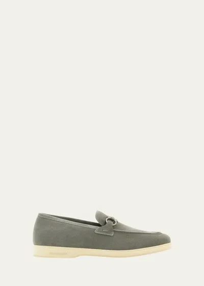 Ferragamo Casual Loafer With Gancini Ornament In Grey