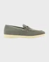 Ferragamo Casual Loafer With Gancini Ornament In Ash Grey