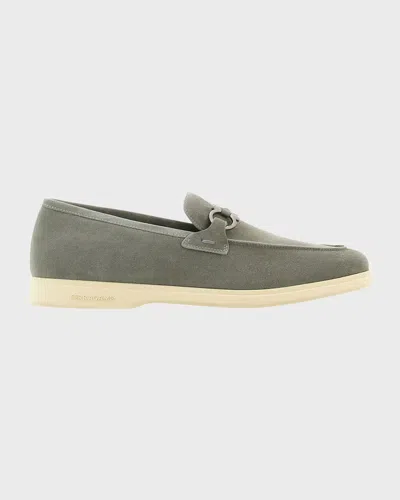 FERRAGAMO MEN'S COSIMO LEATHER GANCINI BIT LOAFERS
