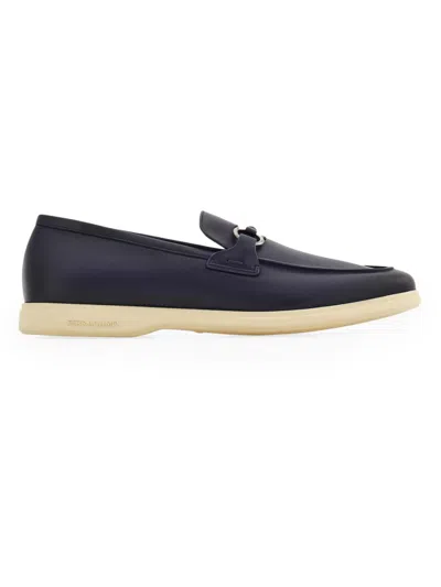 Ferragamo Men Cosimo Leather Casual Loafers With Gancini Buckle In Blue