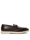Ferragamo Brown Calf Leather Loafers In Black
