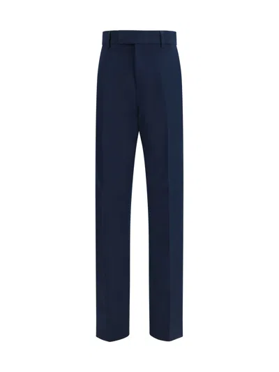 Ferragamo Men Cotton And Cashmere Chinos Pants In Blue