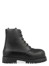 Ferragamo Men's Lug-sole Leather Combat Boots In Black