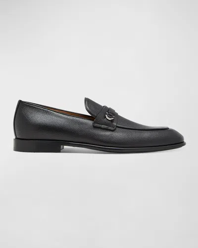 Ferragamo Crystal Gancini Leather Loafers In Black