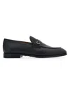 Ferragamo Men's Desio Leather Gancio Penny Loafers In Black