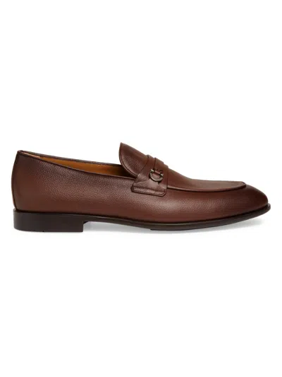 Ferragamo Men's Desio Leather Loafers In Cocoa