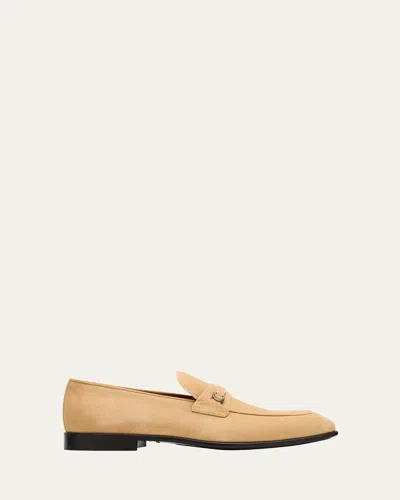 Ferragamo Men's Desio Suede Gancio Penny Loafers In Dune