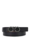 Ferragamo Black Reversible Buckle Belt In Black