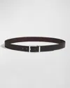 Ferragamo Men's Double Adjustable Leather Belt In Nero