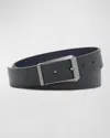Ferragamo Men's Double Adjustable Leather Belt In Nero