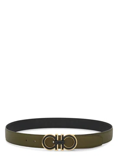 FERRAGAMO MEN'S DOUBLE FINISH BUCKLE REVERSIBLE GANCINI BELT