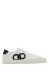 Ferragamo White Sneakers With Gancini Print On The Side And Contrasting Heel In Leather Man